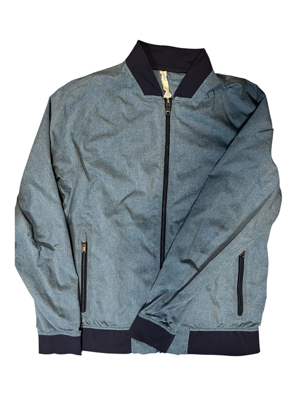 Men's Lightweight Lululemon Cool Down Blue Bomber Jacket - Casual Zip-Up, Size L